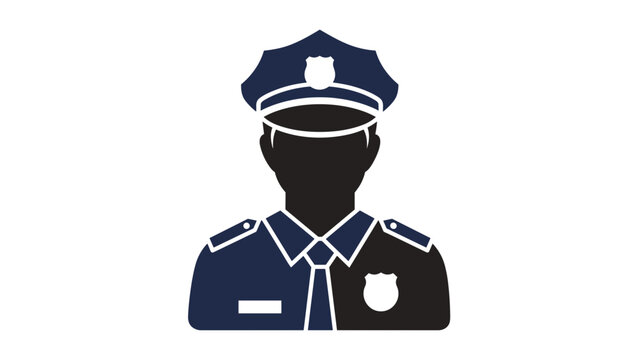 Silhouette of a police officer in uniform with badge.