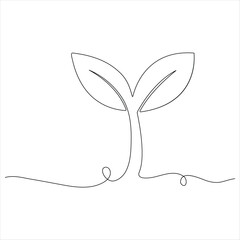 One continuous line drawing of natural organic plant minimalist botanical line art vector