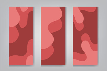 Abstract Fluid Shapes Vertical Banner Background Set in Red and Pink Tones