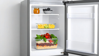 Glass jars food storage pantry kitchen organization containers shelf glass cupboard tidy interior domestic orderly lifestyle dry goods storage generative AI