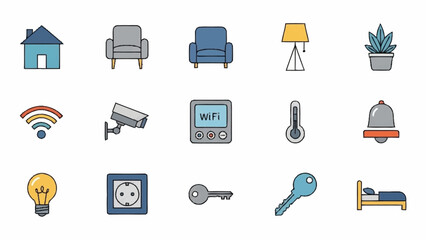 Fototapeta premium Collection of Smart Home Devices and Furniture Icons.