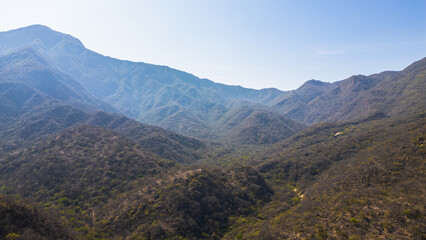 Fototapeta premium Mountain landscape of Mayascón rising above rural valleys in Lambayeque, Peru