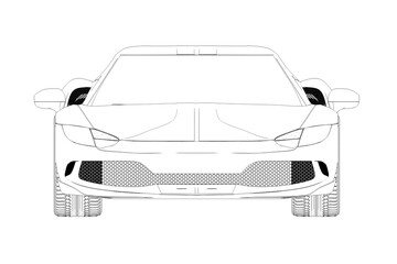 car outline drawing, sketch, contour image