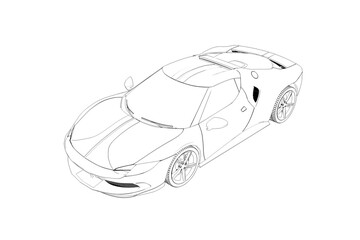 car outline drawing, sketch, contour image