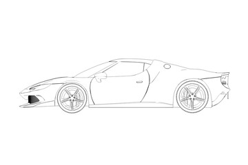 car outline drawing, sketch, contour image