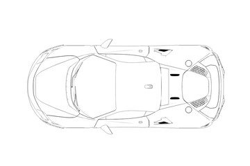 car outline drawing, sketch, contour image