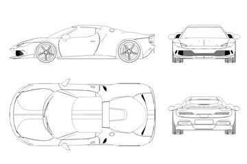 car outline drawing, sketch, contour image