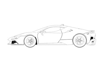 car outline drawing, sketch, contour image