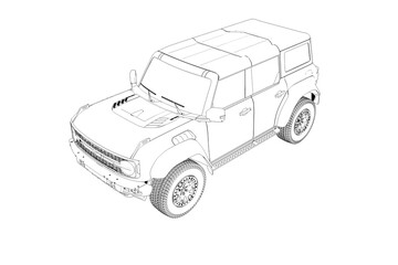 car outline drawing, sketch, contour image