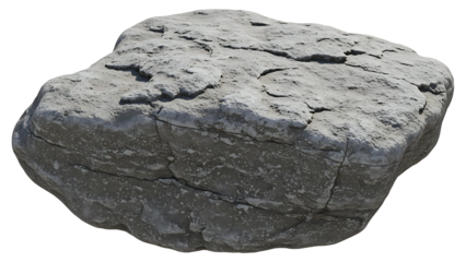 Large gray rock with cracks and texture isolated on a transparent background stone large rock