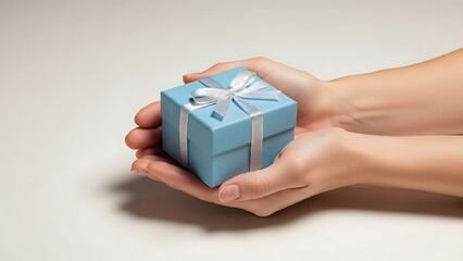 Hands gently holding a gift box
