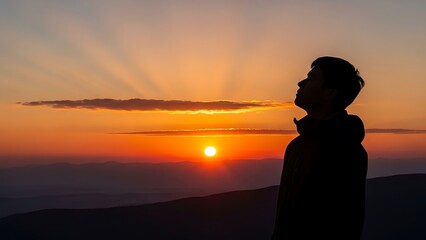 Silhouette watching sunset