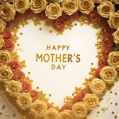 Mother&rsquo;s Day Golden Floral Heart