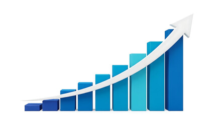 3D business financial bar chart with a green arrow showing market growth and success on a white background vector illustration representing data investment and sales progress