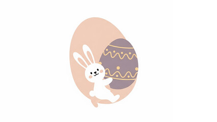 Cute Bunny Carrying Large Easter Egg Illustration