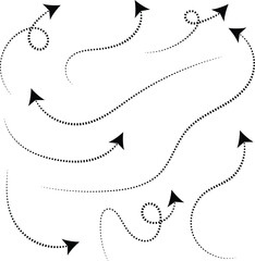 Hand Drawn Dotted Arrow Lines for Direction and Flow Design