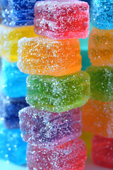 Colorful Sugar-Coated Jelly Cubes Stack