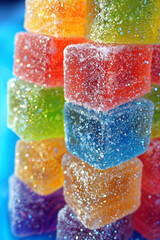 Colorful Sugar-Coated Jelly Cubes Stack