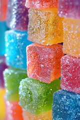 Colorful Sugar-Coated Jelly Cubes Stack