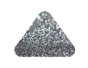 Silver glitter triangle isolated on white background