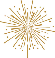 Gold fireworks on white background, Modern simple style confetti firework celebration banner clipart vector for Xmas, new year, holiday, birthday, anniversary, victory, party, carnival
