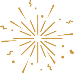 Gold fireworks on white background, Modern simple style confetti firework celebration banner clipart vector for Xmas, new year, holiday, birthday, anniversary, victory, party, carnival