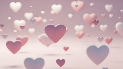 Collection of colorful gradient hearts floating isolated on transparent background for love themes