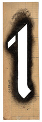 Alte Papierschablone Malerschablone Zahl Hausnummer 1 Eins - pur analog bin&auml;r