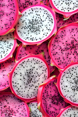 Sliced Dragon Fruit Pattern with Vibrant Pink Rind