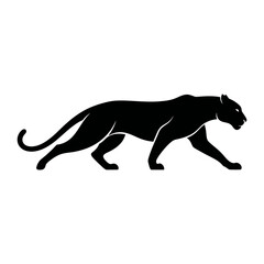 Obraz premium Black panther silhouette walking with tail curved animal big cat