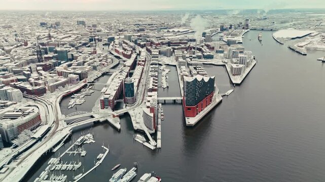 Aerial View Of Hamburg In Winter