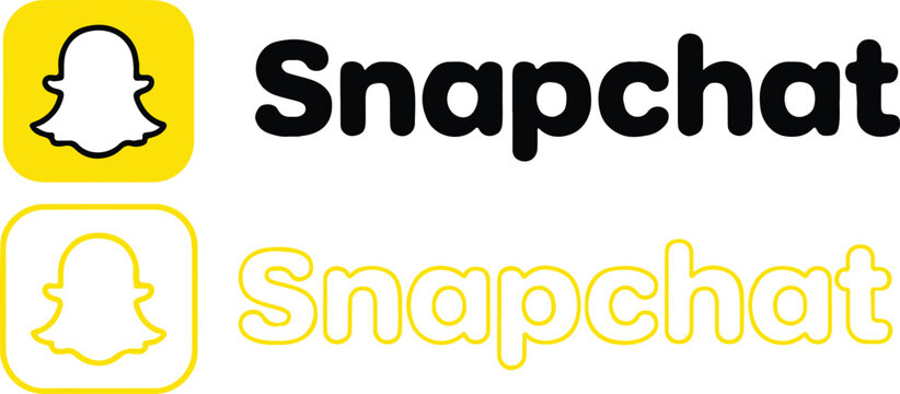 snapchat outline ghost icon thin line wordmark vector on white