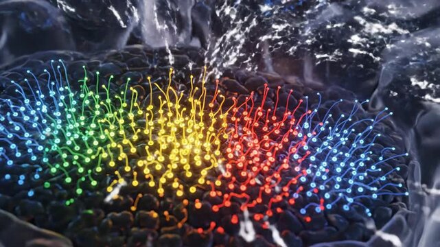 Animated 3D visualization of neural network activity in the brain's middle temporal area.