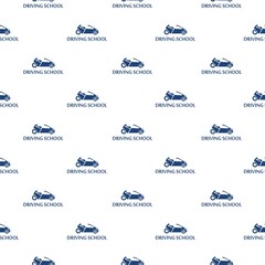 Driving school seamless pattern isolated on white background