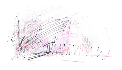 artistic scribbling, color hatching, grunge abstract isolated on white background and texture, design element