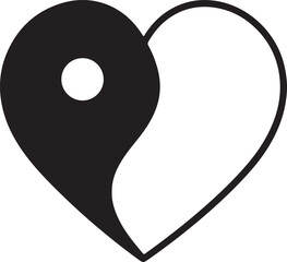 A symbolic heart shape integrates the balancing design of the traditional black and white Yin Yang