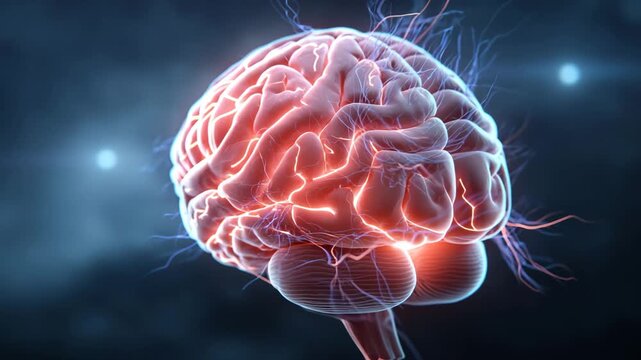 Ultra HD Human brain with glowing neural activity and synapses concept of neuroscience, ai, thought, and cognitive processes video