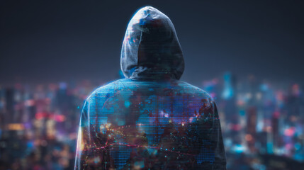 Hacker are planning to hack and attack networks and cyber security , innovative Smart city and graphs with statistics to analyze business potential and predict future developments in company growth.