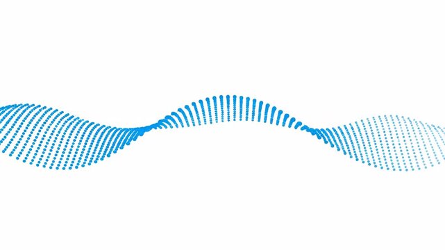 Abstract blue wave formed by small dots on white background