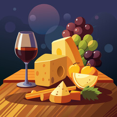 wine cheese and grapes