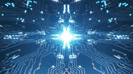 Abstract digital circuit board network connectivity data flow - Powered by Adobe