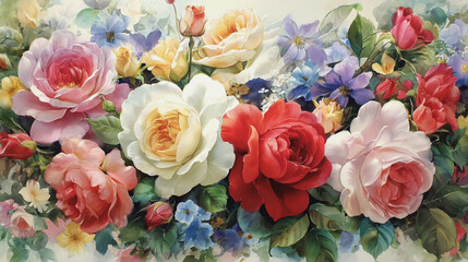 Elegant wedding invitation card background . Minimal hand painted watercolor botanical flowers texture template background. Design for wedding, vip cover, poster, rsvp moderncard. Valentine's Day