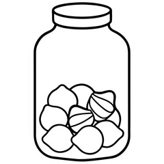 Glass Jar Of Seashells On White Background