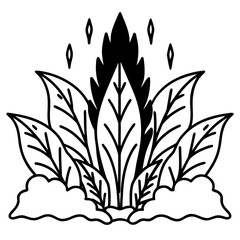 Glassy Leaves Glowing Against Waterfall Mist In Blue Background