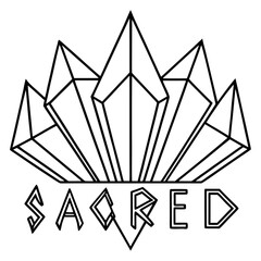 Glass Shards Refracting Rainbow Colors Around Sacred Geometry