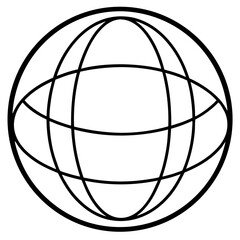 Globe Simple Line Drawing On White Background