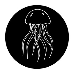Glowing Jellyfish Drifting In A Dark Underwater Scene