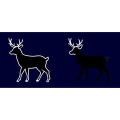 Glowing Reindeer Silhouettes On A Midnight Blue Background