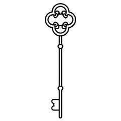 Golden Key With Ornate Details Isolated On White Background