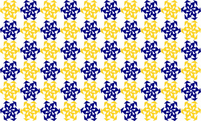 seamless pattern with sweet vintage blue and yellow flower, star repeat style, replete image design for fabric printing, dot round purple flower, patter print checkerboard